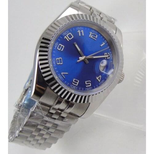 36mm Date Just Fluted Bezel MIYOTA 8215 Blue Dial Automatic Men Watch Jubilee Bracelet