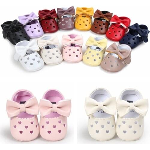 Toddler Baby Girl First Walkers Spring Summer Soft PU Shoes Bow Hollow Out Infant Princess Prewalker 0-18M New