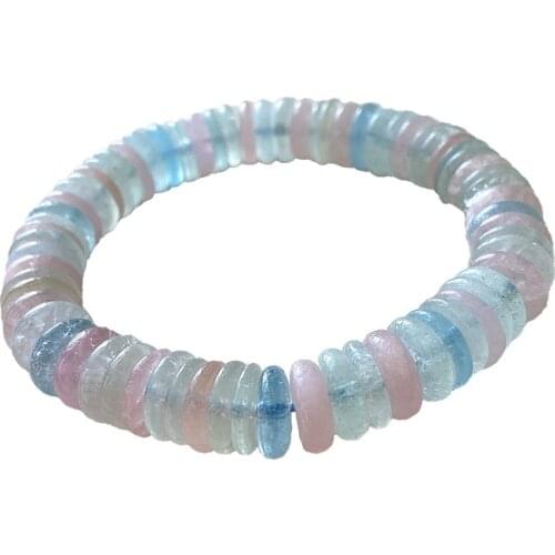 Wholesale Natural Crystal Bracelets Morganite Bracelet Color Plate Beads Stone Hand Row Women Gift Fresh Simple Fashion Jewelry