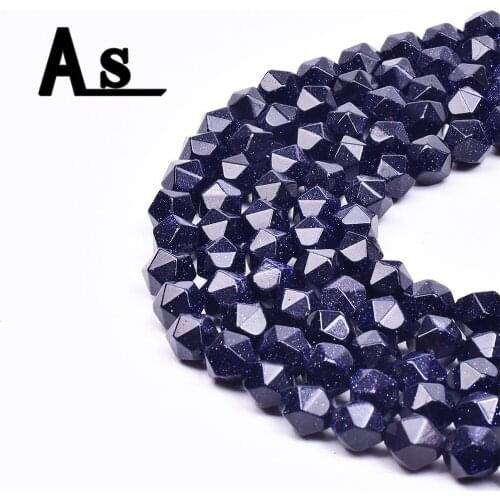 Asingeloo Wholesale Round Faceted Natural Pallisandro Classico Blue Sand Stone Beads For Jewelry Making Diy Bracelets 6/8/10 mm