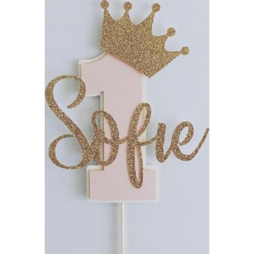 Custom One Cake Topper, 1st Birthday Cake Topper, Personalize Girls 1st Birthday Cake Toppers, Glitter Princess Cake Topper