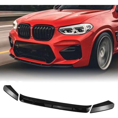 For BMW X3M X4M 2019-2020 Glossy Black Exterior Car Lower Splitter Trim Guard Plate Surround Cover Chin Front Bumper Spoiler Lip