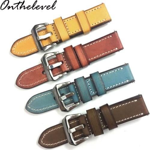 20mm 22mm 24mm Leather Watch Strap Italy Genuine Leather 4 Colors Watchband Brush Buckle Watch Band For Women Man #E