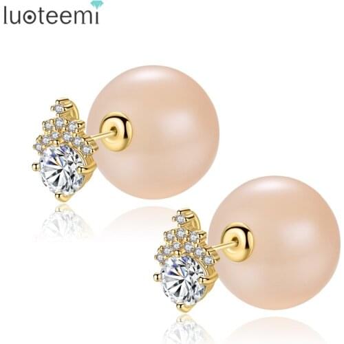 LUOTEEMI Stud Earrings For Women Fascinating Jellylike Ball Design Glitter CZ Crystal Smart Girl Lovely Holiday Fashion Jewelry