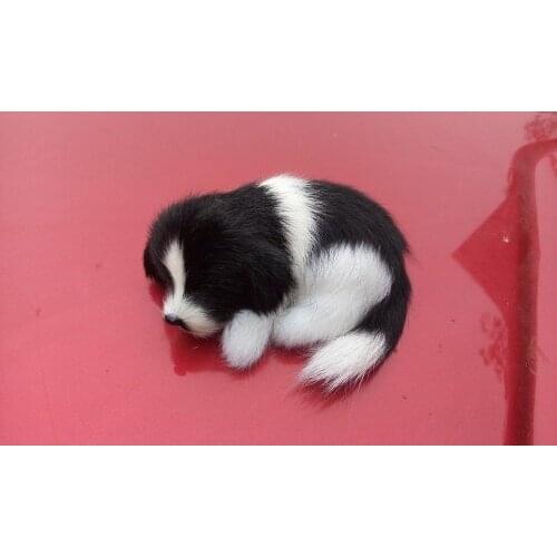 Cute simulation black dog model toy polyethylene&fur mini sleeping dog doll gift about 10x4.5x7.5cm 0976