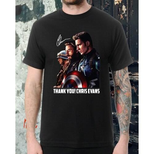 Unique America Superhero Thank You Chris Evans Signature T-Shirt. Summer Cotton Short Sleeve O-Neck Mens T Shirt New S-3XL