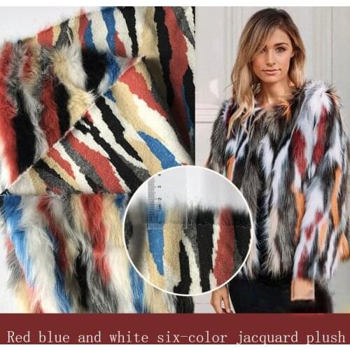 Spot red, blue and white six-color jacquard artificial plush fashion autumn and winter jacket lining plush fabric
