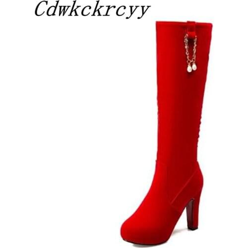 Women Boots Autumn winter New style fashion Rhinestone Grind High-heeled Boots Cashmere Keep warm High cylinder Chivalry boots
