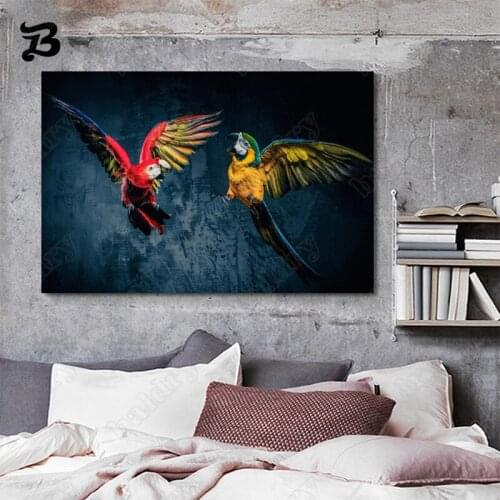 Canvas Painting Beautiful Parrots Modern Abstract Wall Art Animal On Canvas Poster and Print Wall Pictures for Living Room Decpr