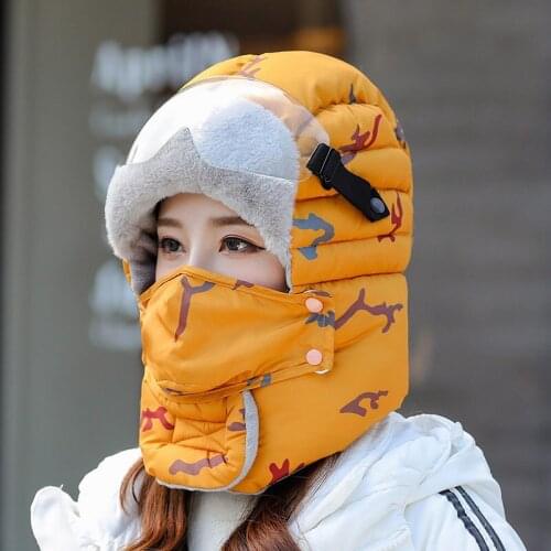 Winter Hats For Women Men Mask Warm Plus Bomber Outdoor Hiking Skiing Cycling Riding Russian Fleece Ushanka Czapka Zimowa Gorro