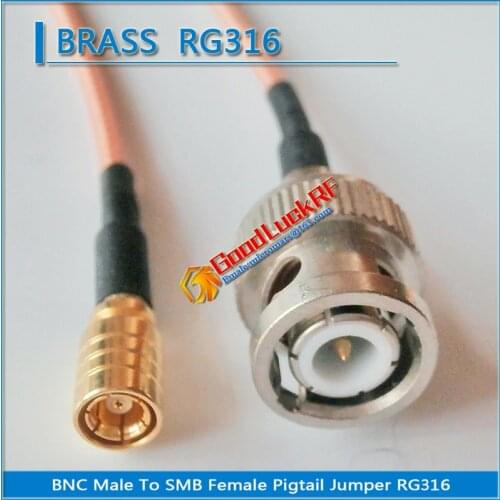 High-quality BNC Male To SMB Female Plug RF Connector RG316 Pigtail Jumper Cable Low Loss