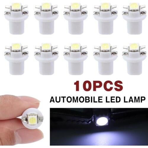 10pcs T5 B8.5D 5050 1LED White Auto Dashboard Dash Instrument Light Bulbs A/C Panels Gauges Light New