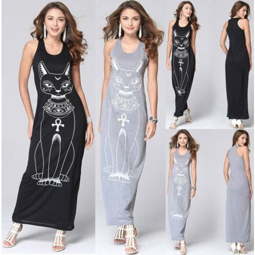 2019 Women Long Summer Dress Sleeveless Evening Party Club wear long Dress casual dress