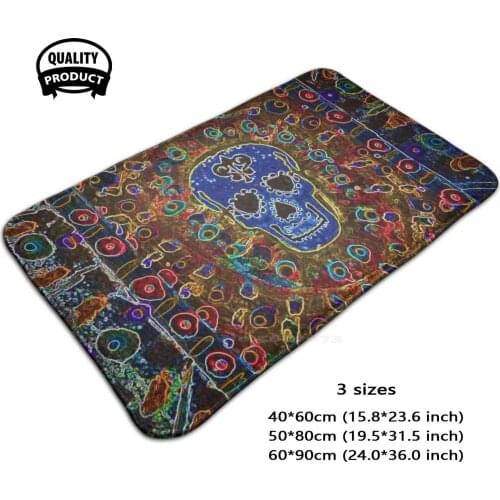 Skull Art 3D Household Goods Mat Rug Carpet Foot Pad Skull Skull Art Day Of The Dead Skeleton Bones Halloween Sugar Skull