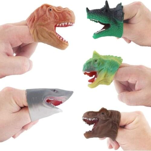 5pcs/Set Cartoon Dinosaur Shark Finger Toys Soft Rubber Educational Toy Role Playing Toy Finger Puppets Children Gifts Kids #40