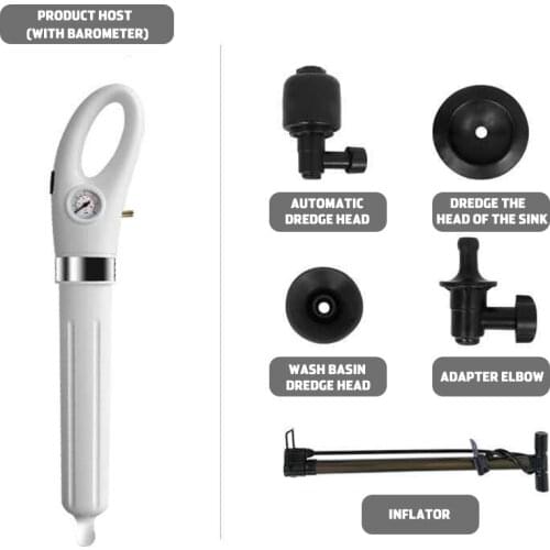 Automatic High Pressure Air Drain Blasters Guns Air Pump with 4 Heads Sink Drain Dredge Tool Powerful Toilet Plunger Cleaner