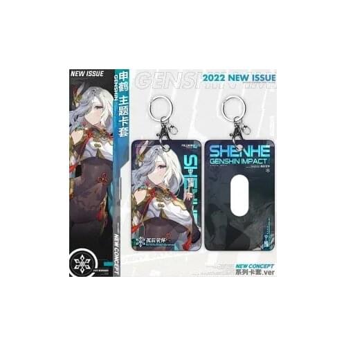 Anime Genshin Impact Kamisato Ayaka Eula Lawrence Hutao ABS Plastic Pendant Keychain Meal Bus Bank Card Cover Holder Case Gift