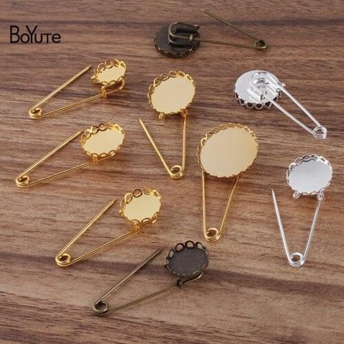BoYuTe Custom (200 Pieces/Lot) Fit 14-16-18-20-25MM Cabochon Brooch Blanks Tray Base Diy Brooch Pins Accessories
