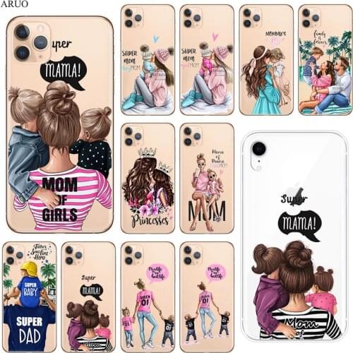 Baby Mom Dad Girl Boy Phone Case For iphone 12 11 Pro XS MAX 7 8 6s Plus X XR SE2020 5 12mini Soft Silicone TPU Back Cover coque