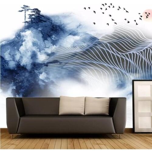 Ink landscape abstract lines background professional production murals manufacturers wholesale wallpaper mural poster photo wall