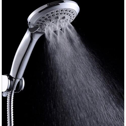 EHEH 5 Modes Big Panel showerhead Round Chrome Rain Water Saving 5 Spray Mode Classic Design G1/2 Rain Shower Head Nozzle