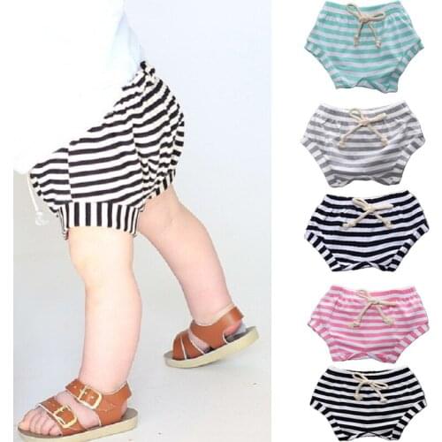 Kids Tales Baby Girls Summer Shorts For Girls Pants For Newborns Cotton Striped PP Shorts For Children Clothes Jeans 18M-4T