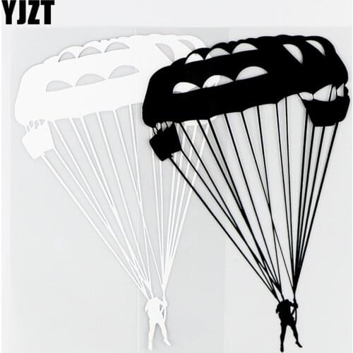 YJZT 10.5×15.9CM Interesting Boy Extreme Parachute Sports Vinyl Car Sticker Decal Funny Decor Black / Silver 10A-0529