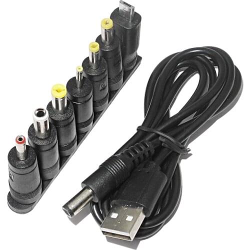 USB to DC Power Cable 5.5 * 2.1mm Jack 5V Charging Cord with 7 Connector Adapter for CCTV Cameras HUB Splitter LED Lights TV Box