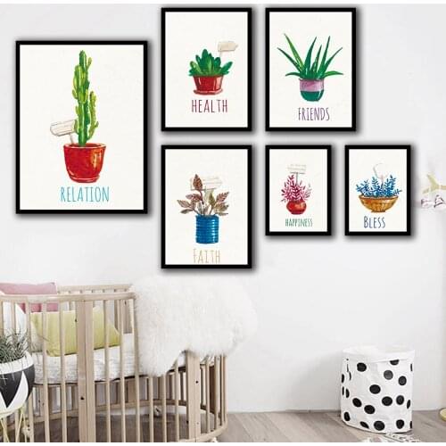 12 potted plants oil painting Home Decor Nordic Canvas Painting Wall Art Figure Body Hand Posters and Print for Living Room