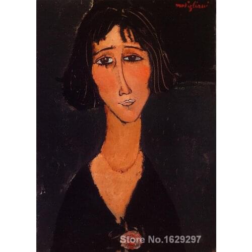Painting by Amedeo Modigliani art Young Girl Wearing a Rose High Quality Hand painted