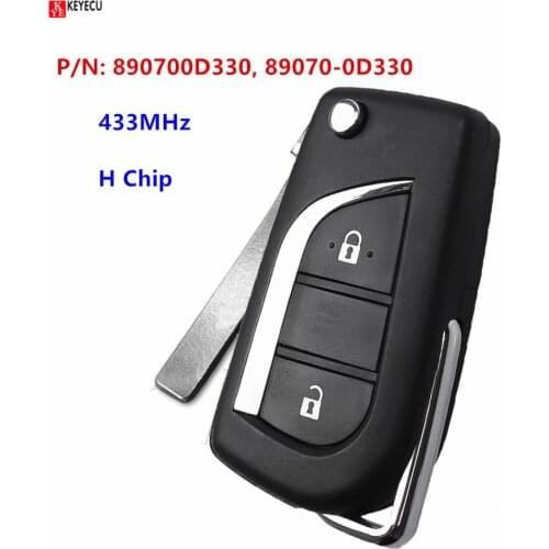 KEYECU For Toyota Yaris Aygo 2014 2015 2016 433MHz H Chip Remote Car Key Fob 890700D330 89070-0D330