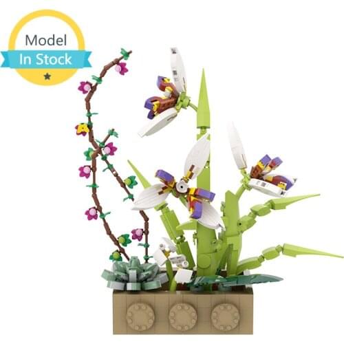MOC DIY Different Shapes Idea Orchid Bonsai Building Block Kit Ornament Flower Family Decoration Grass Brick Childrens Toy Gift
