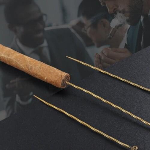 Retro Brass Cigar Pass Needle Smoker Portable Dredge Drilled Creative Carving 37MF