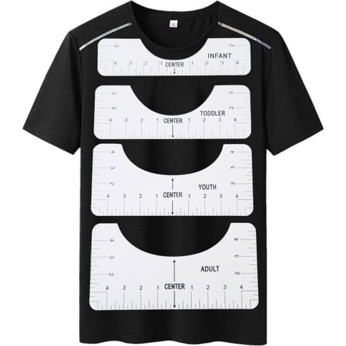 4Pcs/Set T-Shirt Alignment Ruler For Guiding T-Shirt Design Fashion Rulers With Size Chart For Adult Youth Toddler