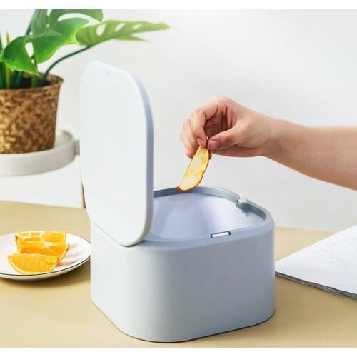 Creativity Mini Trash Can Wastebasket Desktop Storage Colorful Home Office Desk Garbage Bin With Lid Paper Basket Organizer