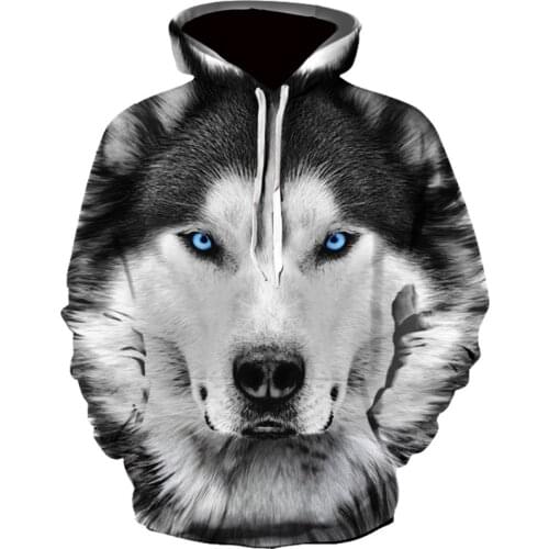 New Arrival Fashion Mens Hoodies 3D Wolf Printed Loose Fit Autumn Sweatshirt for Men Streetwear Hoody Funny Hoodie Brand