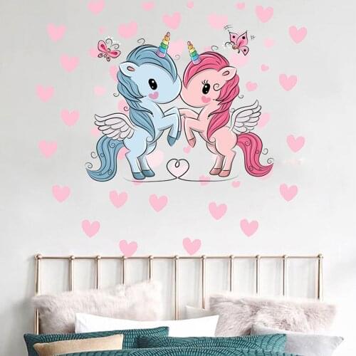Love Unicorn Wall Sticker Holy Beast Sticker for Kindergarten Childrens Room Wallpaper Living Room Bedroom Cartoon Wall Decor