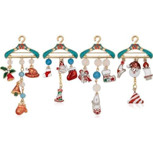 New Hot Sell Luxury Christmas Brooches Multicolor Collar Pins Winter Jewelry For Women Men Collar Hat Coat Suit