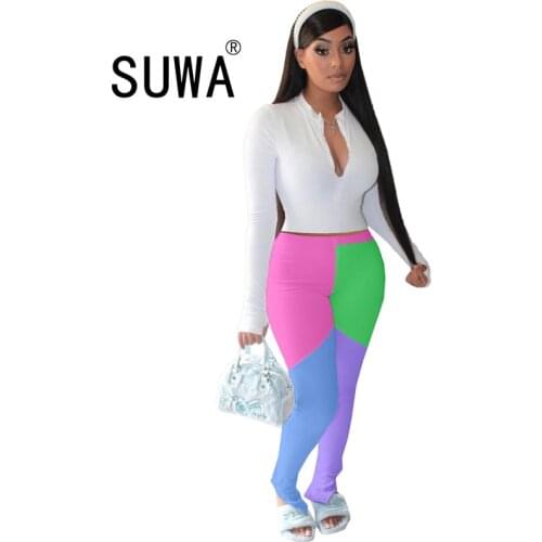 New Product Active Wear Womens Set Long Sleeve Zipper Tops Flare Bellbottom Split Jogger Pants Suit Tracksuit Two Piece Set