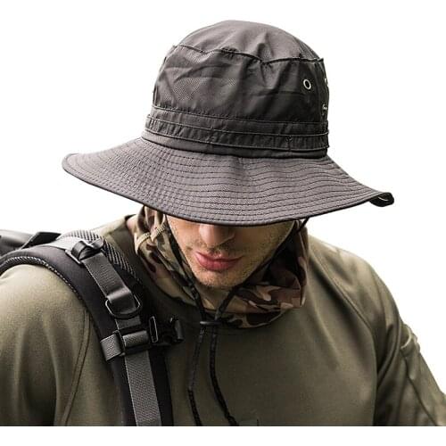 1PCS Unisex Fisherman Bucket Cap with String Quick Dry Multicolor Sunshade Hat Portable Outdoor Sports Hat Universal Sports Cap
