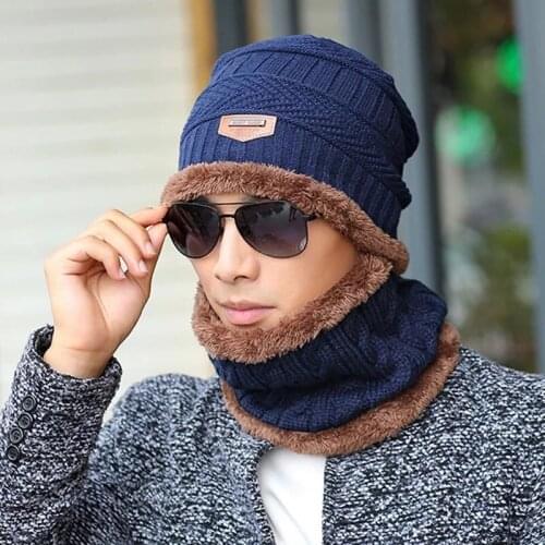 Thick Windproof And Fleece Hat Mens Outdoor Knitted Hats Womens Bib Two-piece Ear Protection Woolen Caps Warm Knitted Hats