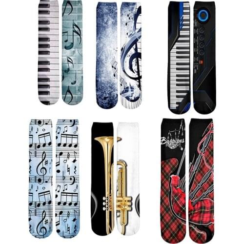 Plstar Cosmos Musical Instrument Funny 3DPrinted Combo Long Socks Art Unique Anime Cartoon Man/Women Quality Dropshopping Style1