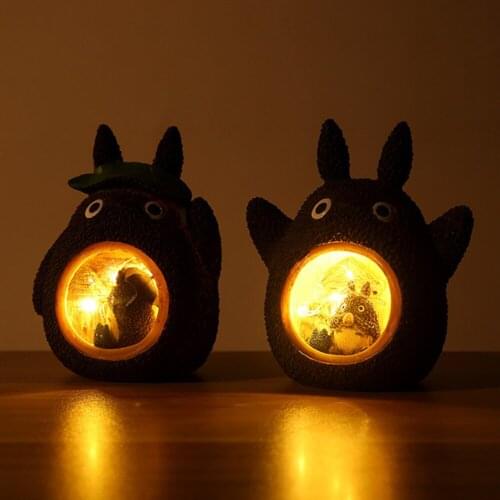 Resin Cartoon Baby Bedroom Crafts Lamps Totoro Tree Hole Leaves Starry Light Home Decoration Christmas Gift For Kids