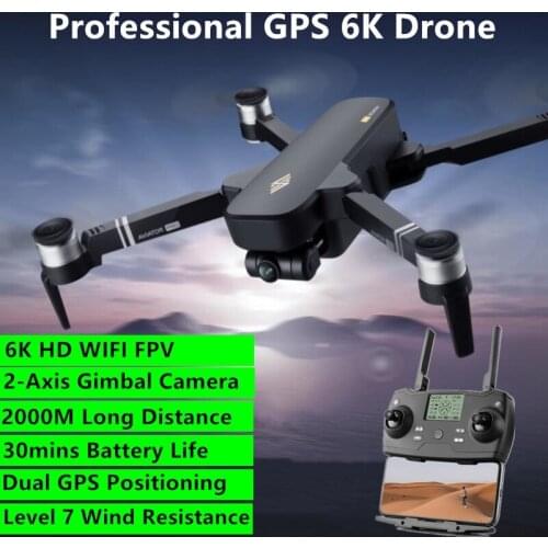 Professional GPS 6K Brushless RC Drone 2 Axis Gimbal 2000M 30mins WIFI FPV HD Dual Camera Dual GPS Satellite Positioning Drone
