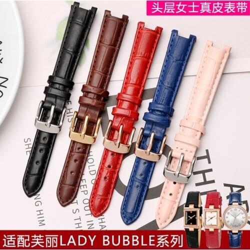 Genuine Leather Watch Band Womens Watch Strap for Folli Follie Lady Bubble Series Notch Pin Buckle Watch Bracelet