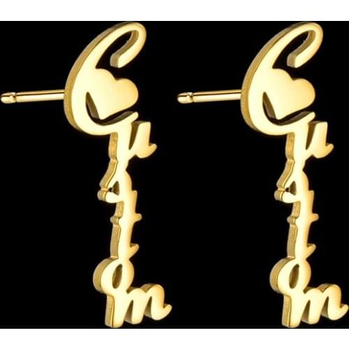 Personalized Letter Earrings Custom Numbers Name Stainless Steel Beautiful Studs For Women Girls Trendy New Jewelry Gifts