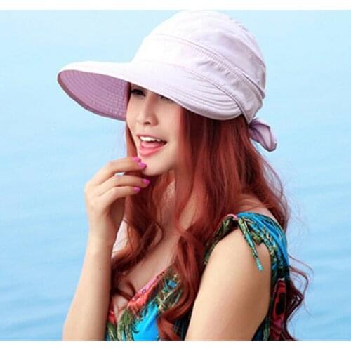 Visors Outdoor Bowknot Ladies Practical Foldable Cap Korean Style Travel Sun Hat Beach Hiking Fashion Solid Summer