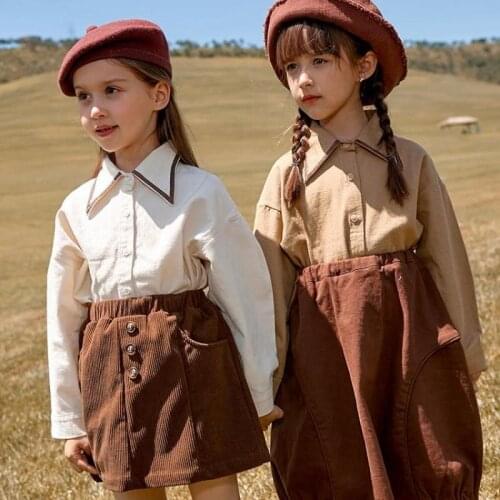 Spring Winter Corduroy Skirts For Girls Fashion Candy Color Warm Thermal Skirt 3-14 Years Teens Children Daily Casual Clothes