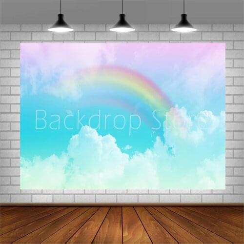 Avezano Photography Backgrounds Sunny Day Rainbow Clouds Backdrops For Photo Studio Photocall Photozone Decor Wallpaper Vinyl
