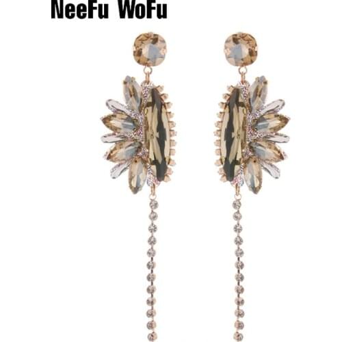 NeeFu WoFu Drop Resin Earrings Brand Crystal Big Earring Large Long Brinco Ear Oorbellen 2019 Christmas Gift